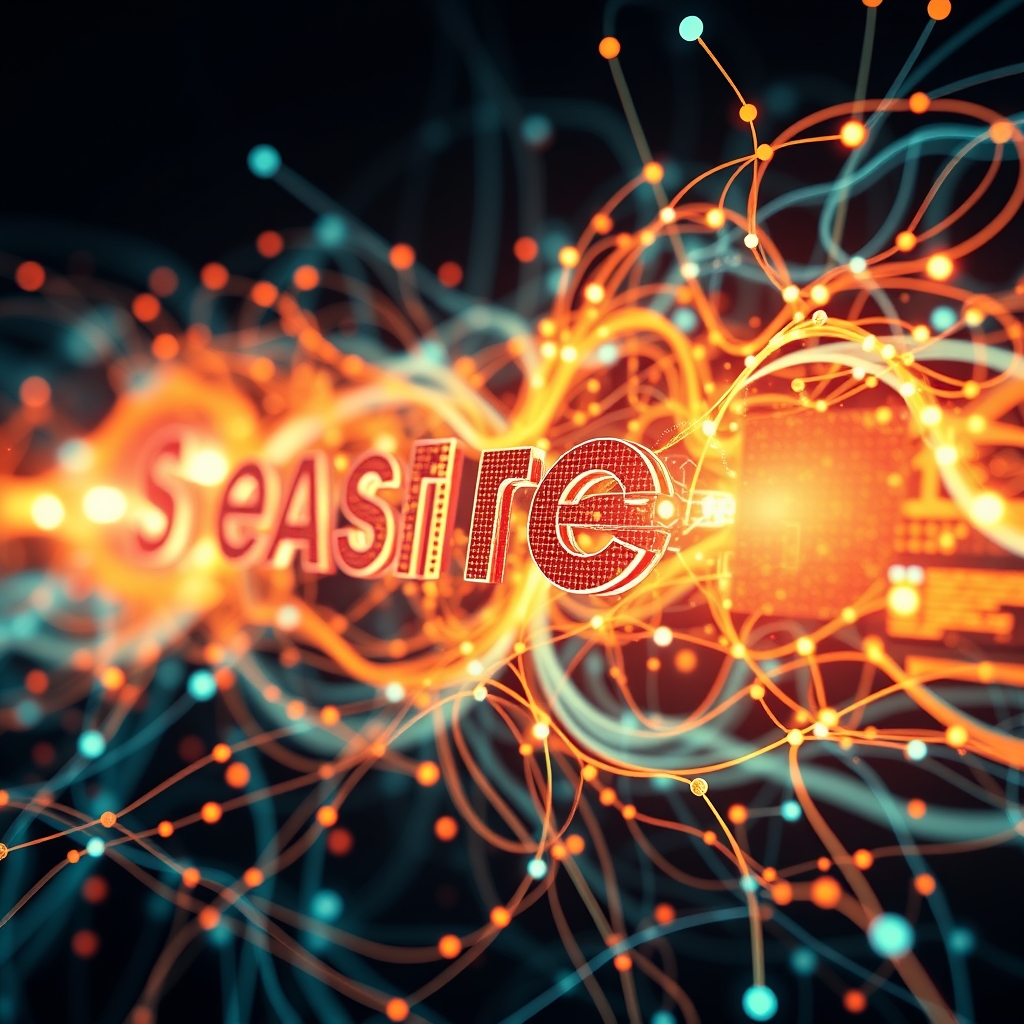 An abstract visualization of search engines evolving into intelligent neural networks, data streams, digital connectivity, modern corporate aesthetic, ultra-detailed.